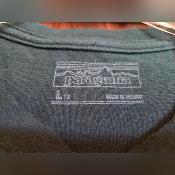 Patagonia Youth Long Sleeve Shirt with Logo in Dark Green - Picture 5 of 6